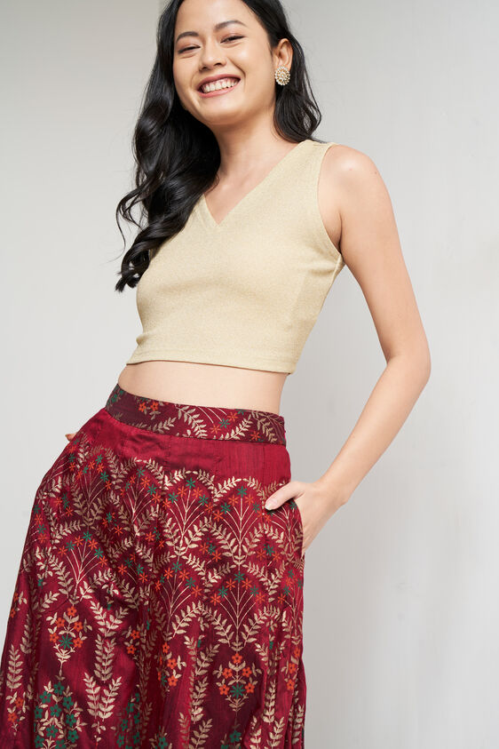 Jacquard Straight Top, Beige, image 5